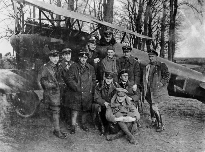 Richthofen in the cockpit of his famous Rotes Flugzeug ("Red Aircraft")